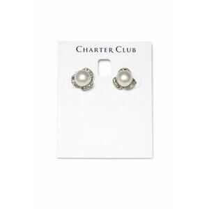 Charter Club Pearl Stud Earrings Wedding Bridal Crystal Halo Classic